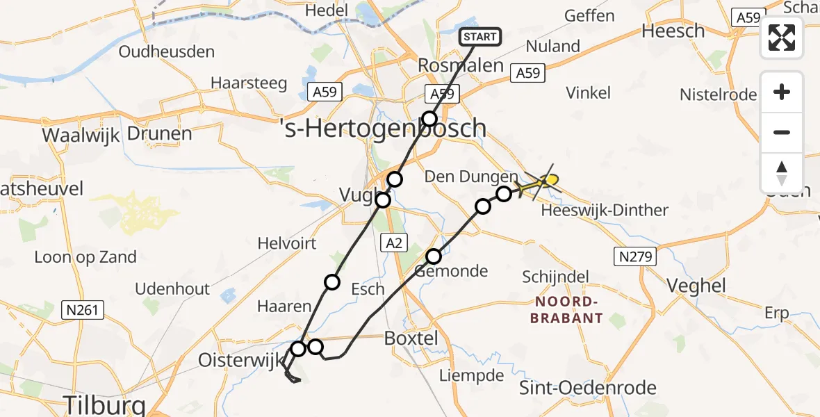 Routekaart van de vlucht: Lifeliner 3 naar Berlicum