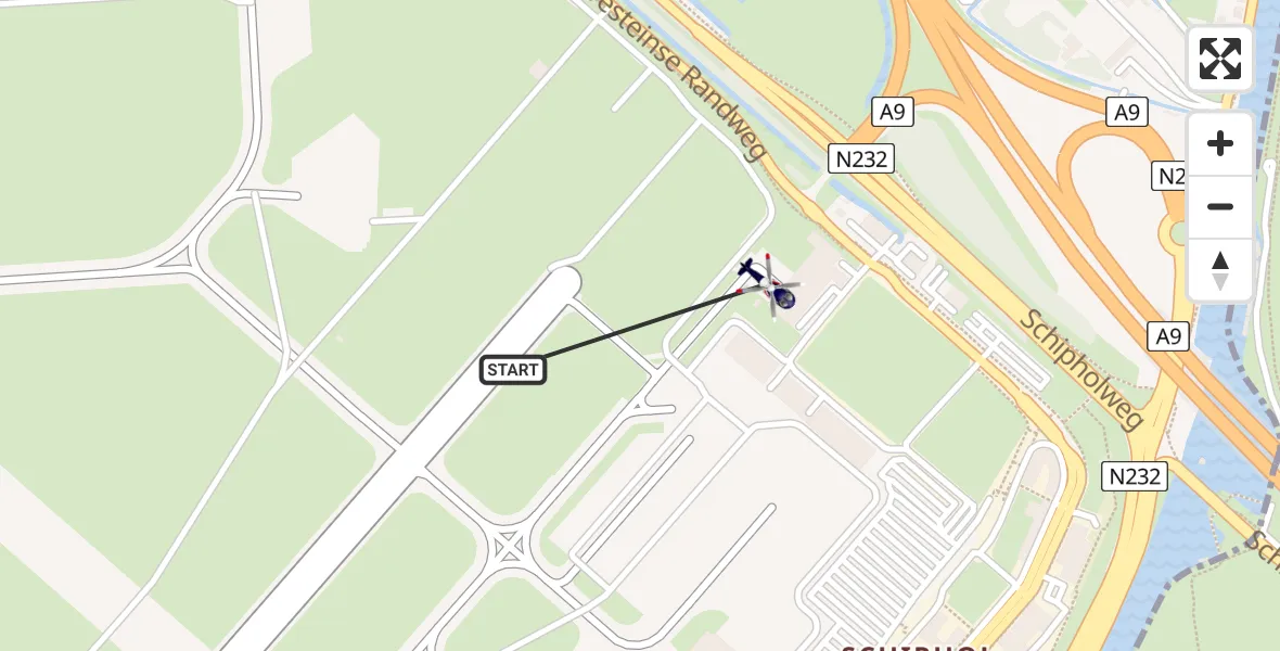 Vluchtroute Politiehelikopter van Schiphol naar Schiphol