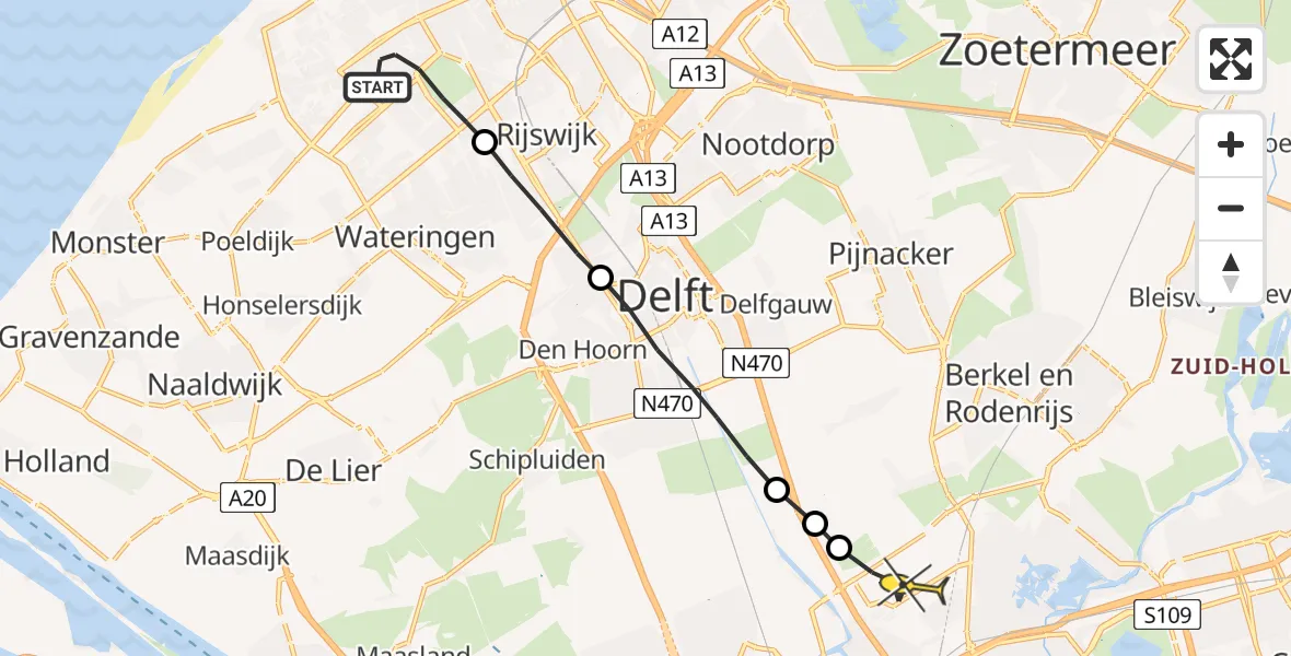 Routekaart van de vlucht: Lifeliner 2 naar Rotterdam The Hague Airport