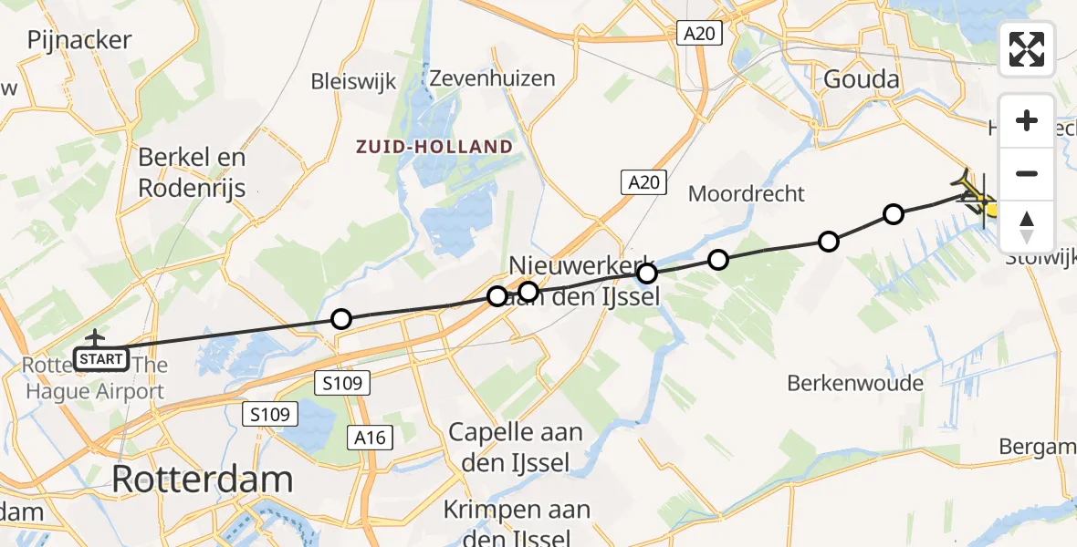 Routekaart van de vlucht: Lifeliner 2 naar Stolwijk