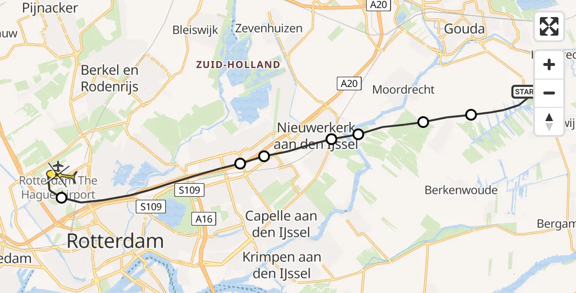 Routekaart van de vlucht: Lifeliner 2 naar Rotterdam The Hague Airport