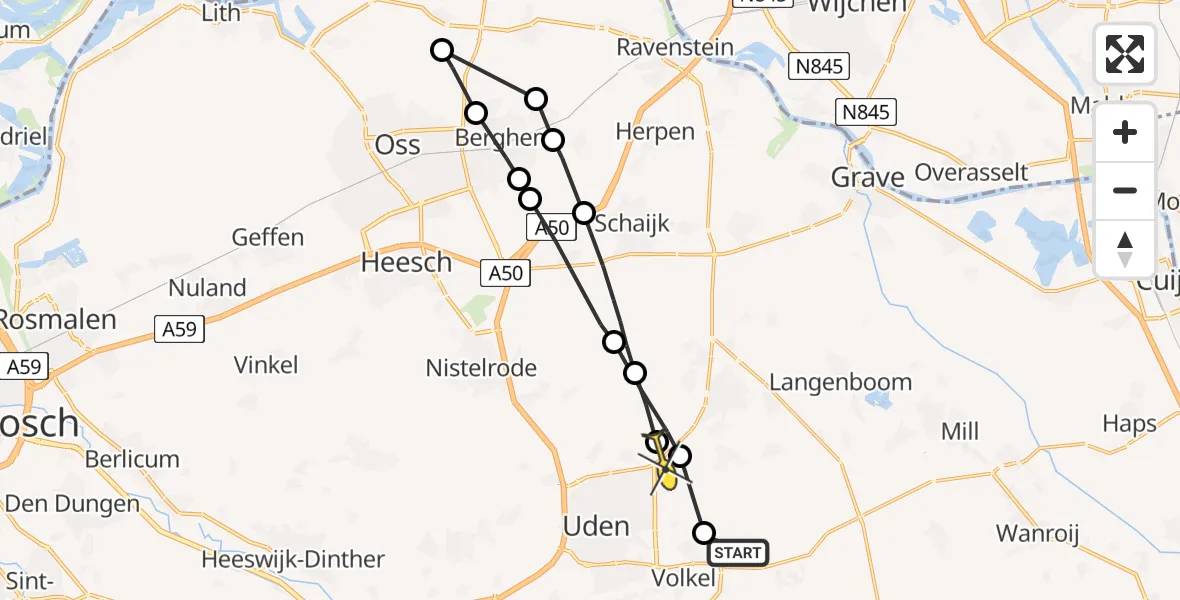 Routekaart van de vlucht: Lifeliner 3 naar Uden