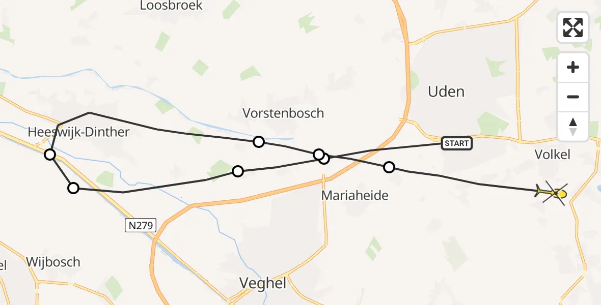 Routekaart van de vlucht: Lifeliner 3 naar Volkel