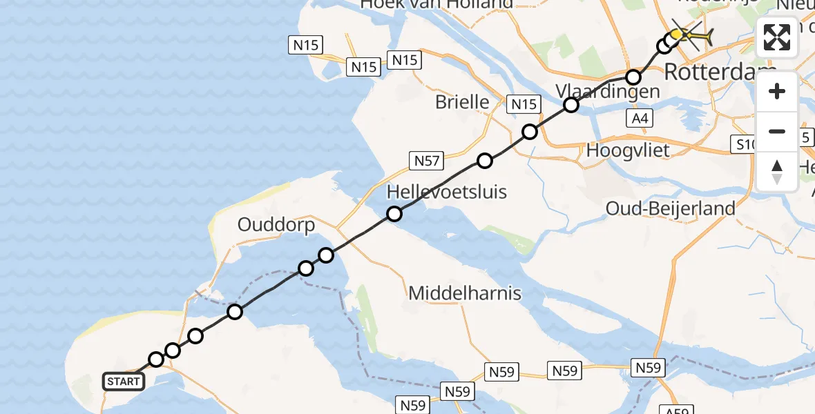 Routekaart van de vlucht: Lifeliner 2 naar Rotterdam The Hague Airport