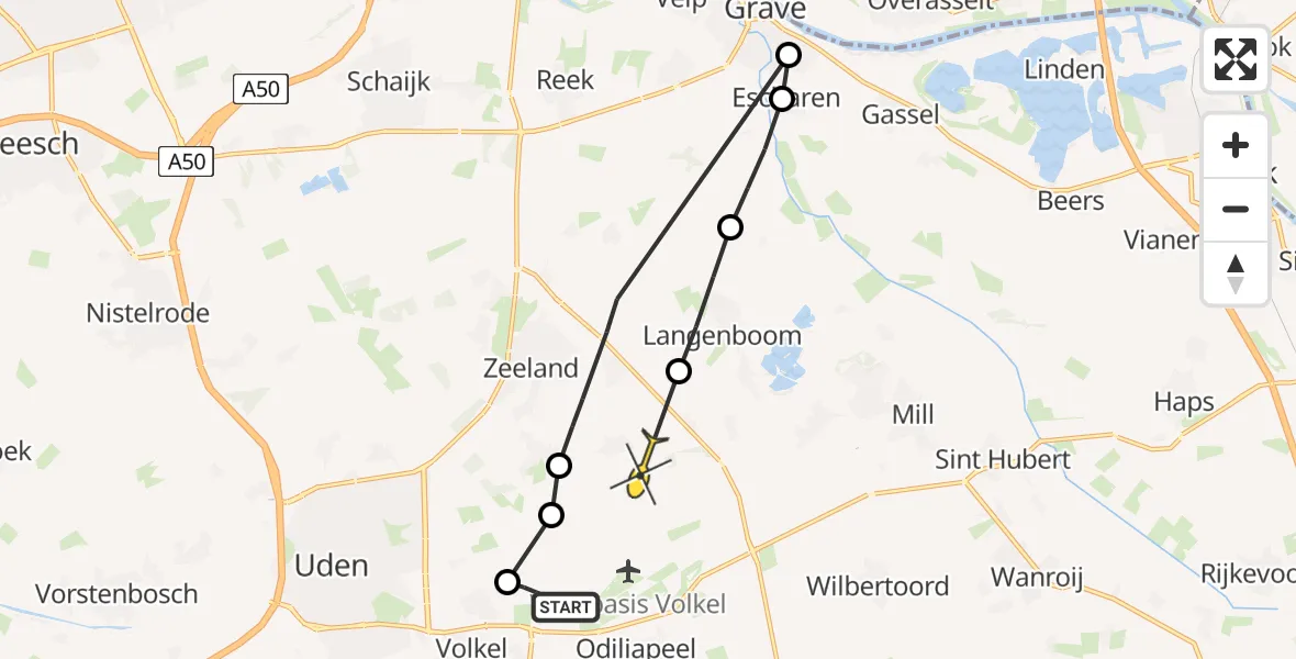 Routekaart van de vlucht: Lifeliner 3 naar Zeeland