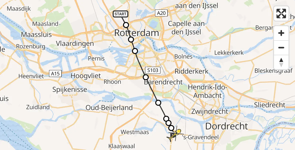 Routekaart van de vlucht: Lifeliner 2 naar Maasdam