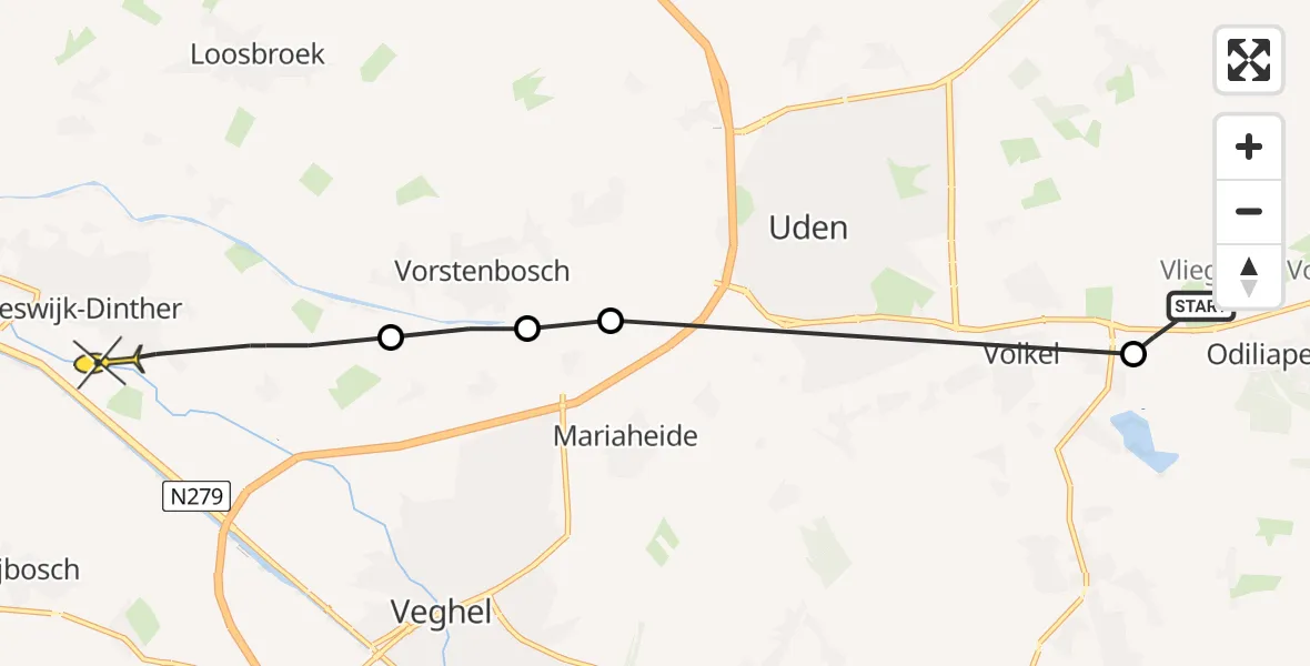 Routekaart van de vlucht: Lifeliner 3 naar Heeswijk-Dinther