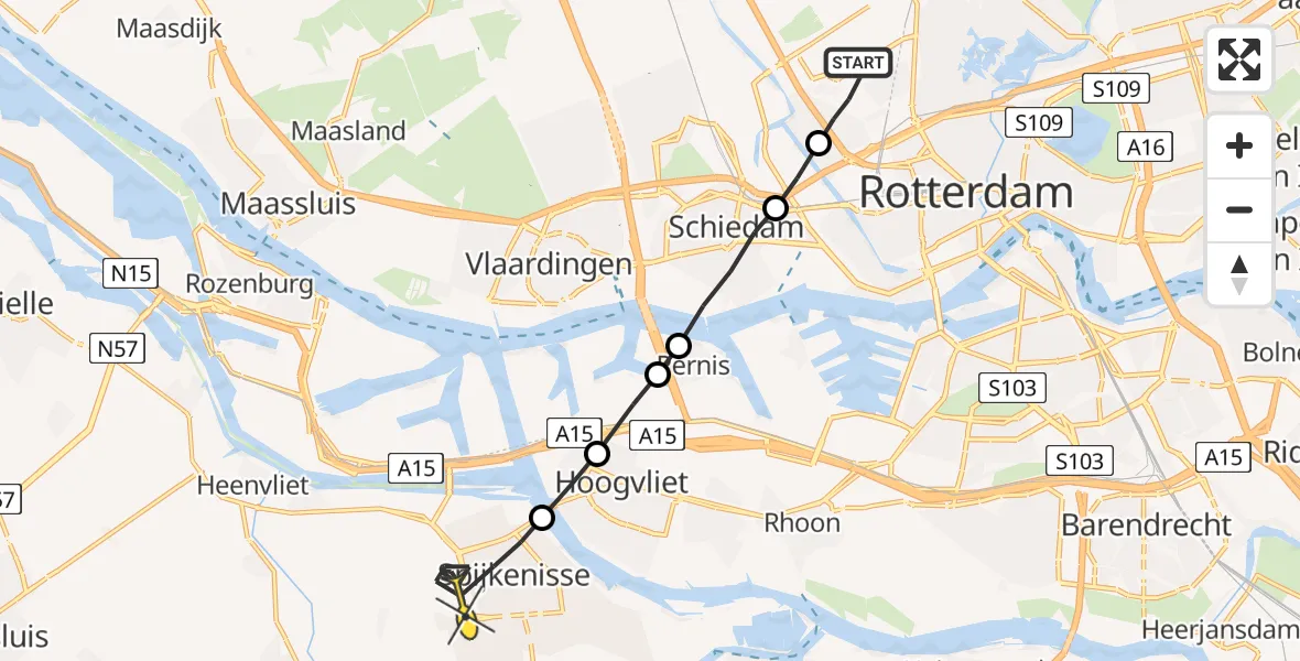 Routekaart van de vlucht: Lifeliner 2 naar Spijkenisse