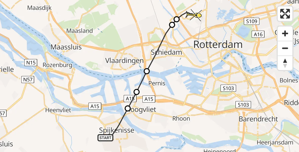 Routekaart van de vlucht: Lifeliner 2 naar Rotterdam The Hague Airport