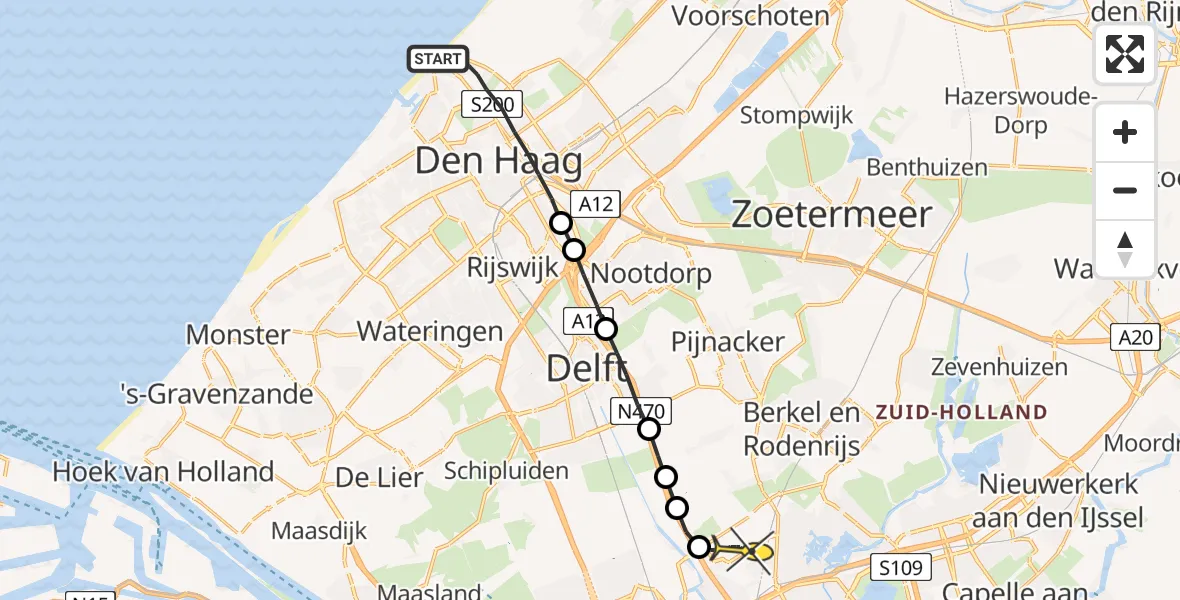 Routekaart van de vlucht: Lifeliner 2 naar Rotterdam The Hague Airport