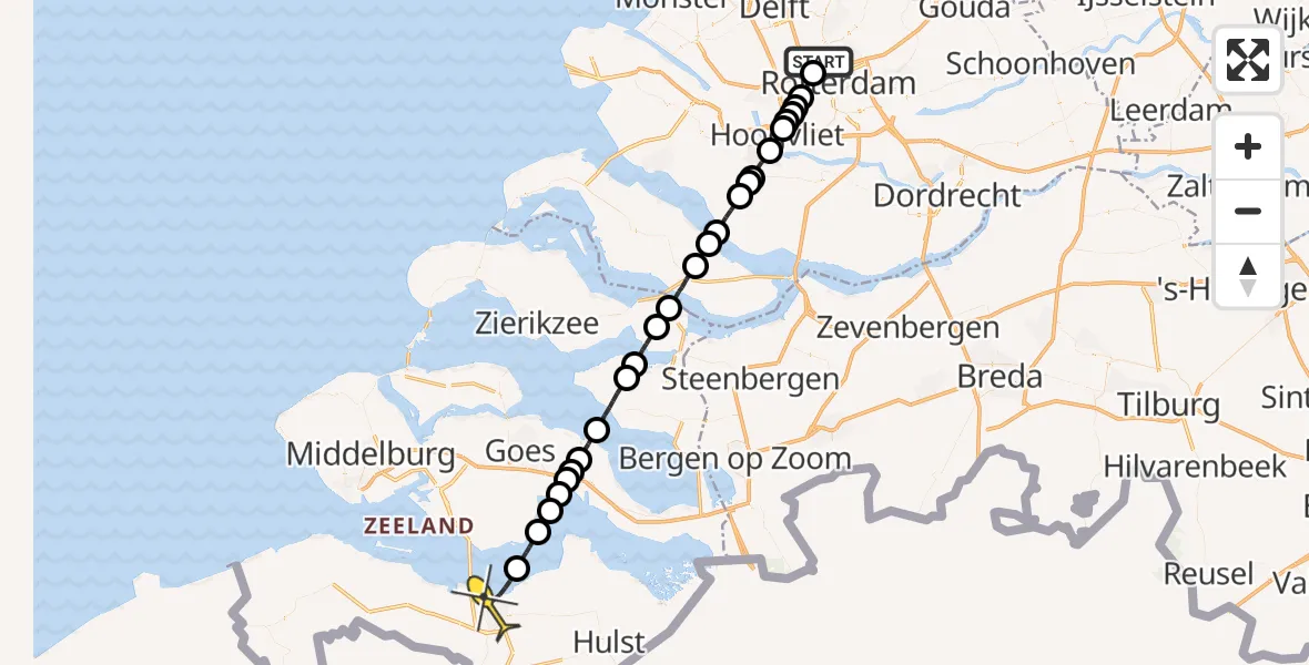 Routekaart van de vlucht: Lifeliner 2 naar Terneuzen