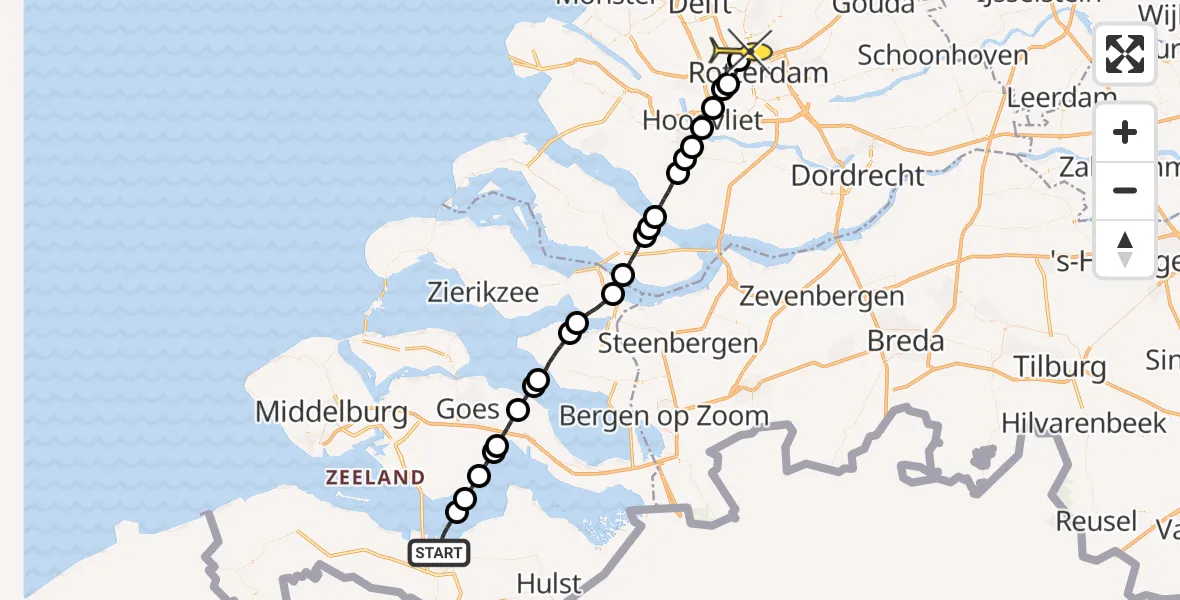 Routekaart van de vlucht: Lifeliner 2 naar Rotterdam The Hague Airport