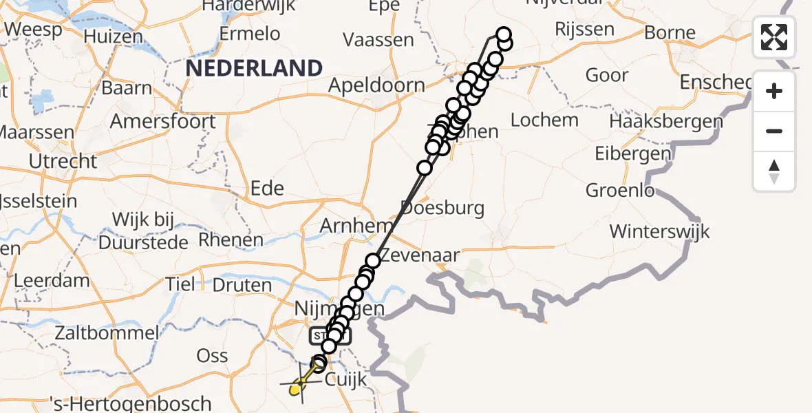 Routekaart van de vlucht: Lifeliner 3 naar Gassel