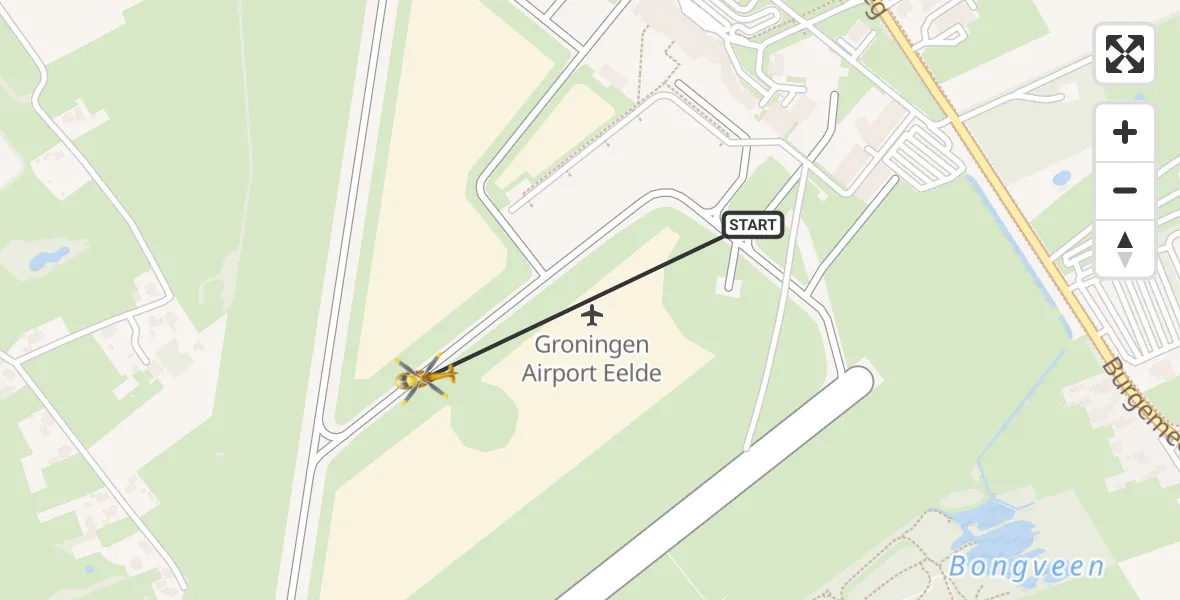 Vluchtroute Traumahelikopter Groningen Airport Eelde - Groningen Airport Eelde, 23 mei 2022, 15:03