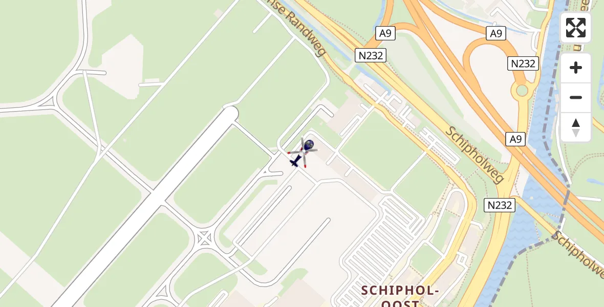 Vluchtroute Politiehelikopter van Schiphol naar Schiphol