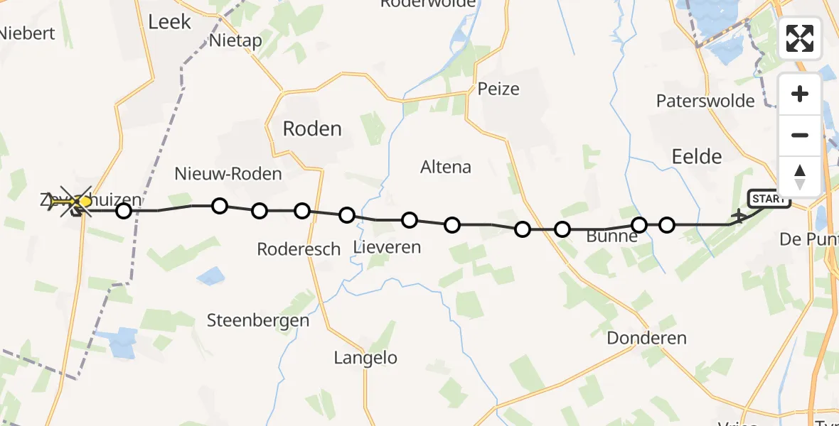 Routekaart van de vlucht: Lifeliner 4 naar Zevenhuizen