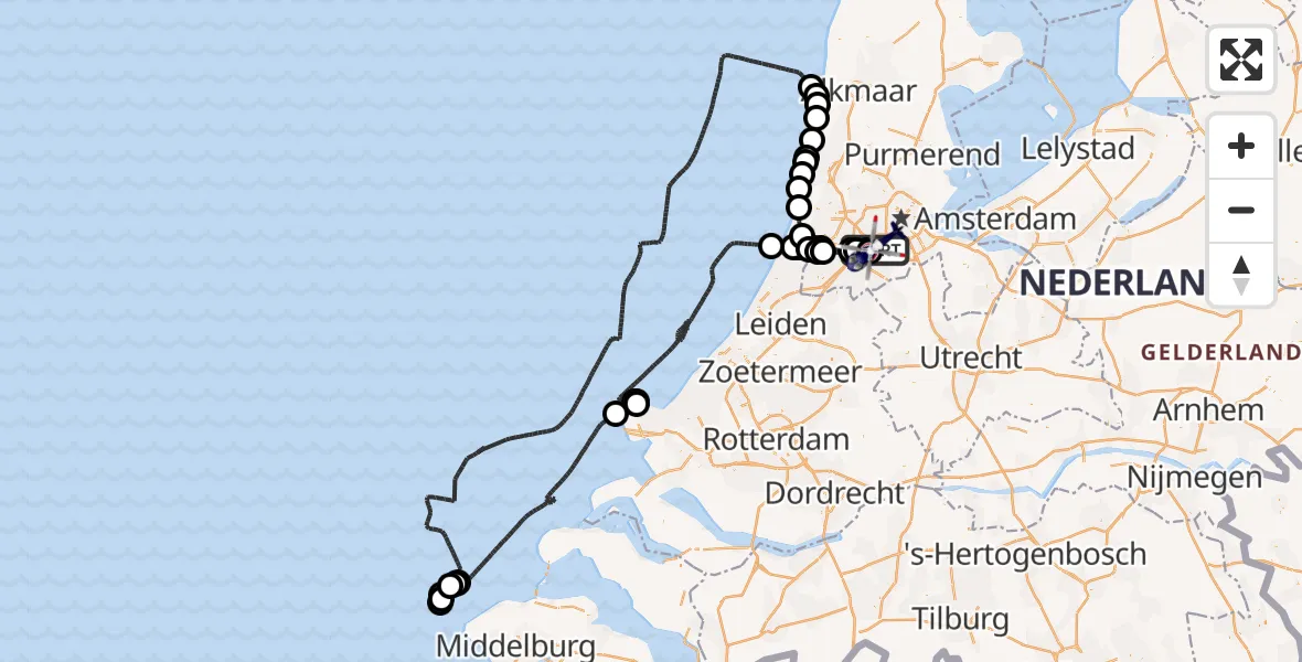 Vluchtroute Politiehelikopter van Schiphol naar Schiphol
