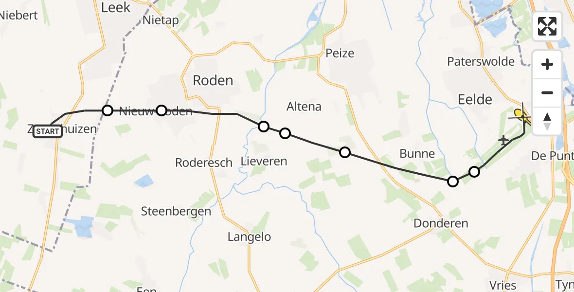 Routekaart van de vlucht: Lifeliner 4 naar Groningen Airport Eelde