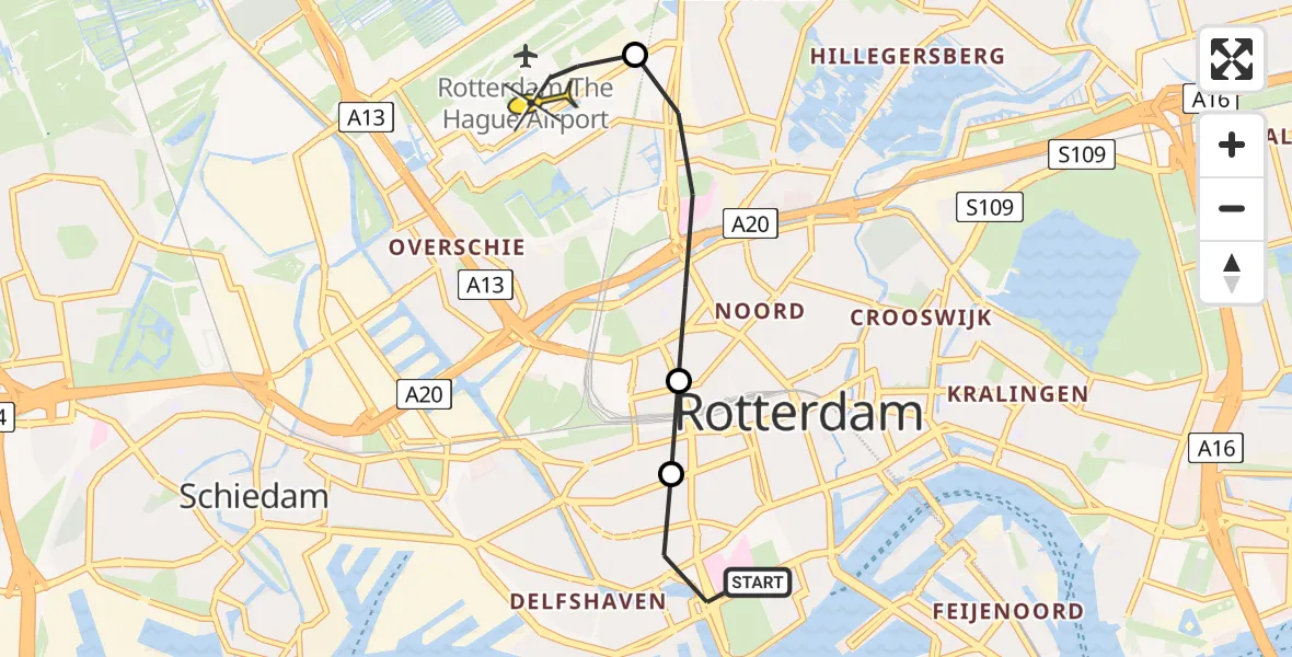 Routekaart van de vlucht: Lifeliner 2 naar Rotterdam The Hague Airport