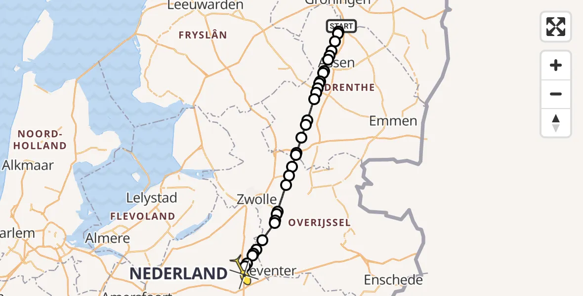 Routekaart van de vlucht: Lifeliner 4 naar Beemte Broekland