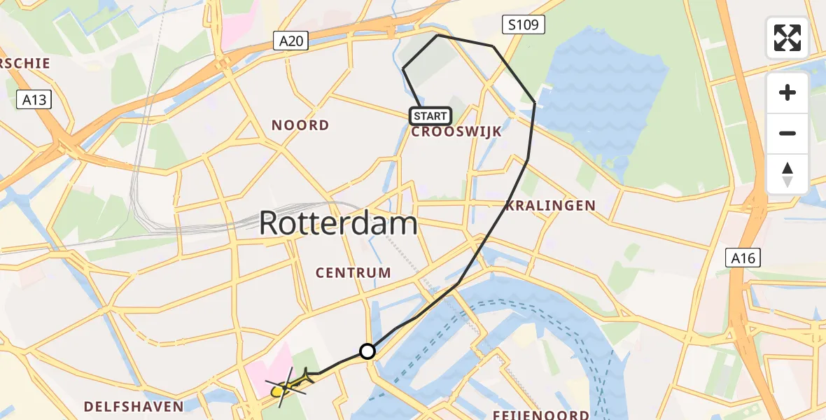 Routekaart van de vlucht: Lifeliner 2 naar Erasmus MC