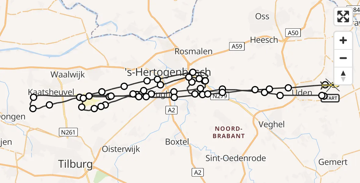 Routekaart van de vlucht: Lifeliner 3 naar Zeeland