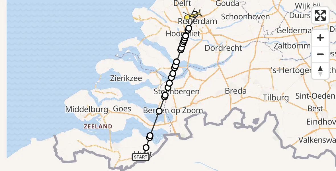 Routekaart van de vlucht: Lifeliner 2 naar Rotterdam The Hague Airport