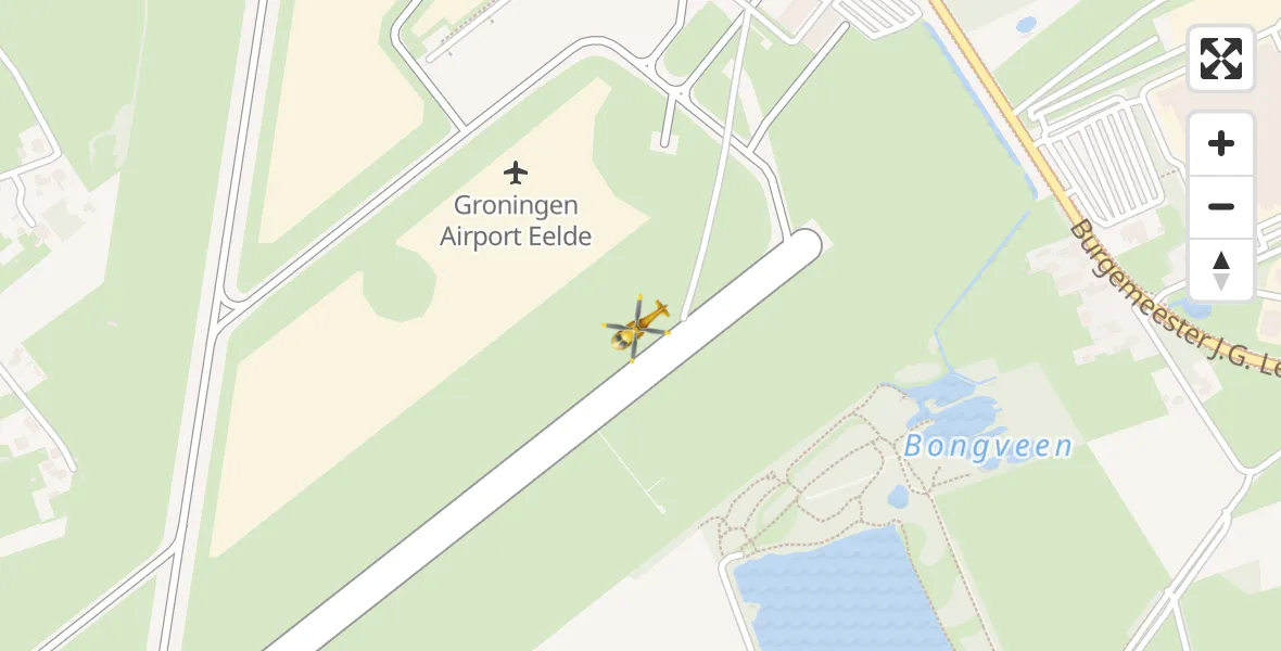 Vluchtroute Traumahelikopter Groningen Airport Eelde - Groningen Airport Eelde, 25 mei 2022, 09:54