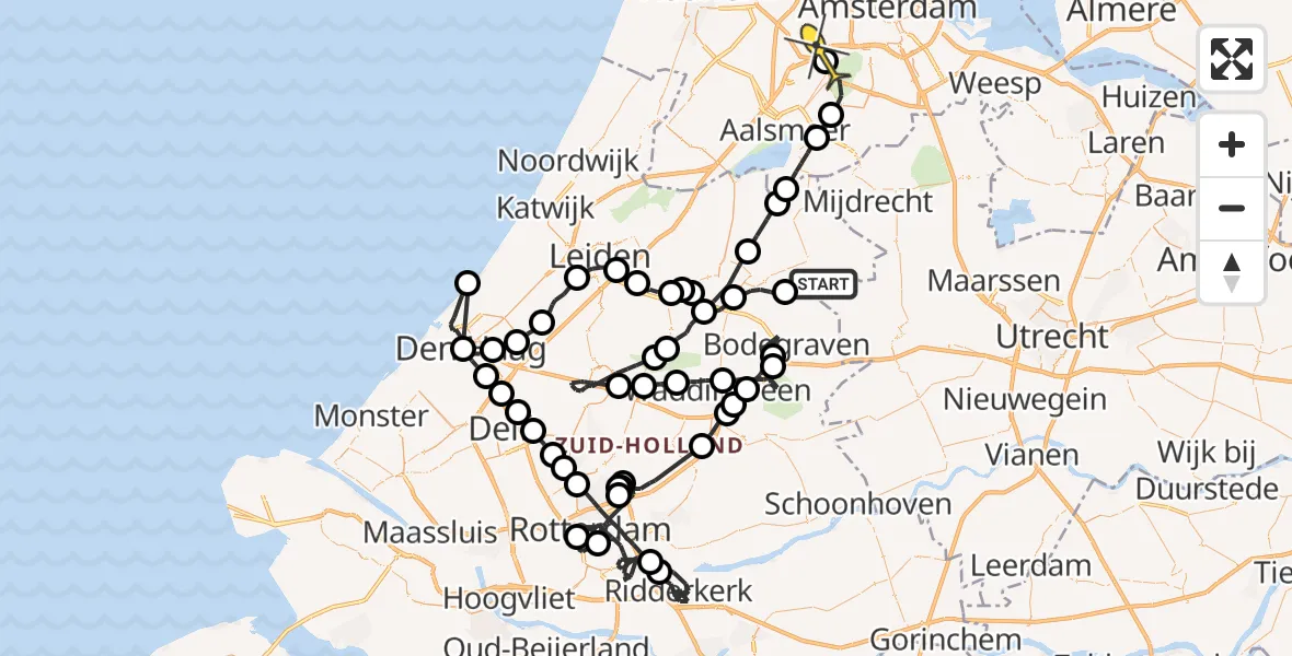 Routekaart van de vlucht: Politieheli naar Badhoevedorp