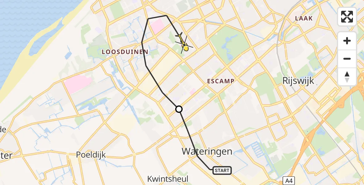 Routekaart van de vlucht: Lifeliner 2 naar Den Haag