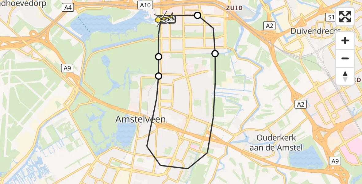 Routekaart van de vlucht: Lifeliner 1 naar VU Medisch Centrum Amsterdam