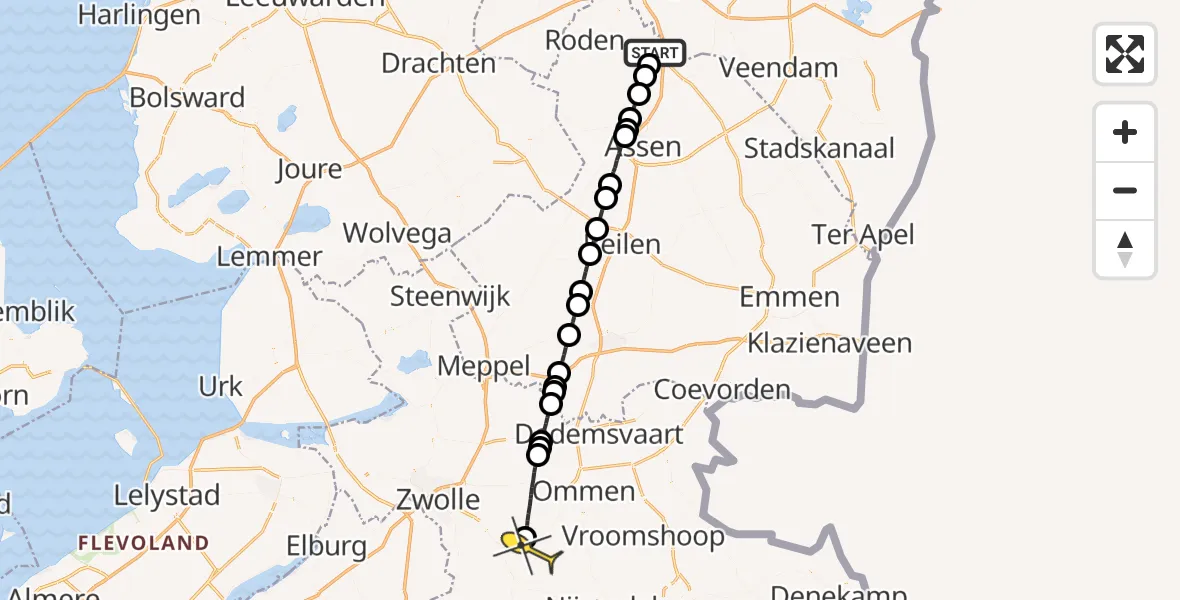 Routekaart van de vlucht: Lifeliner 4 naar Lemelerveld