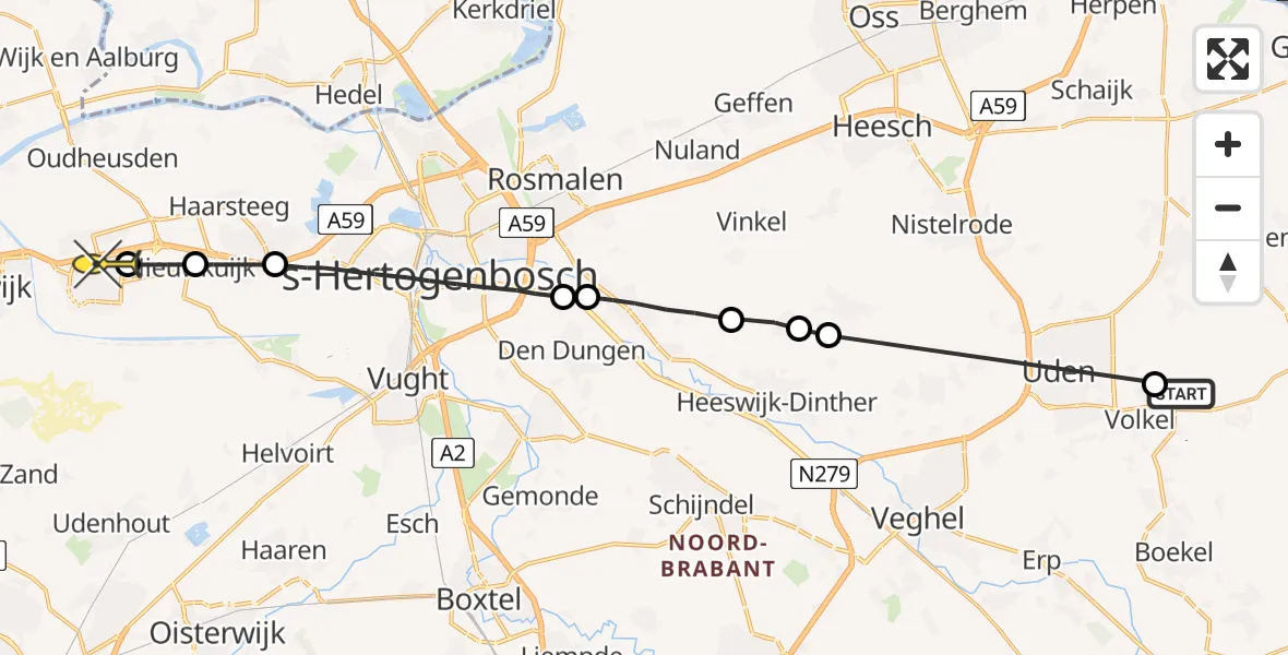 Routekaart van de vlucht: Lifeliner 3 naar Drunen