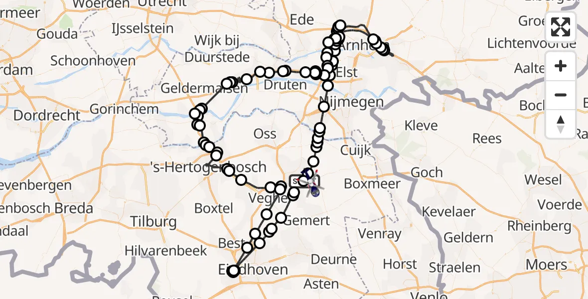 Vluchtroute Politiehelikopter Vliegbasis Volkel - Vliegbasis Volkel, 26 mei 2022, 08:14