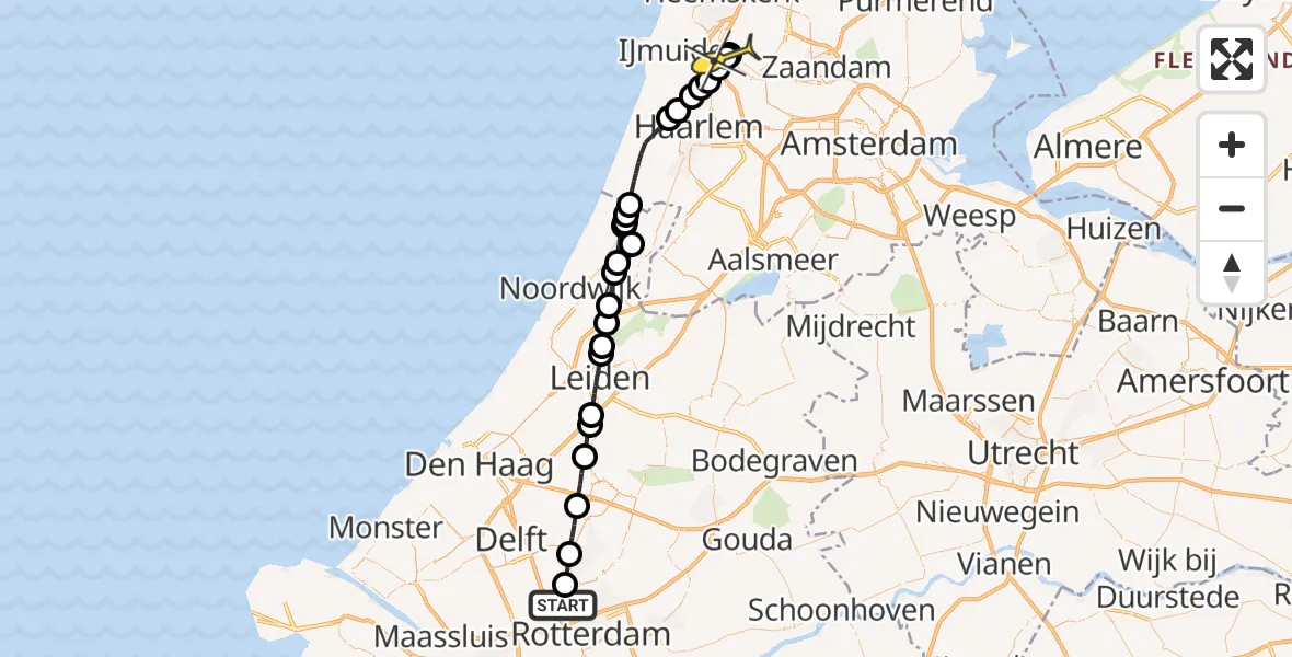 Routekaart van de vlucht: Lifeliner 2 naar Velsen-Zuid