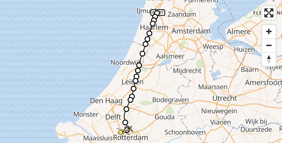 Routekaart van de vlucht: Lifeliner 2 naar Rotterdam The Hague Airport