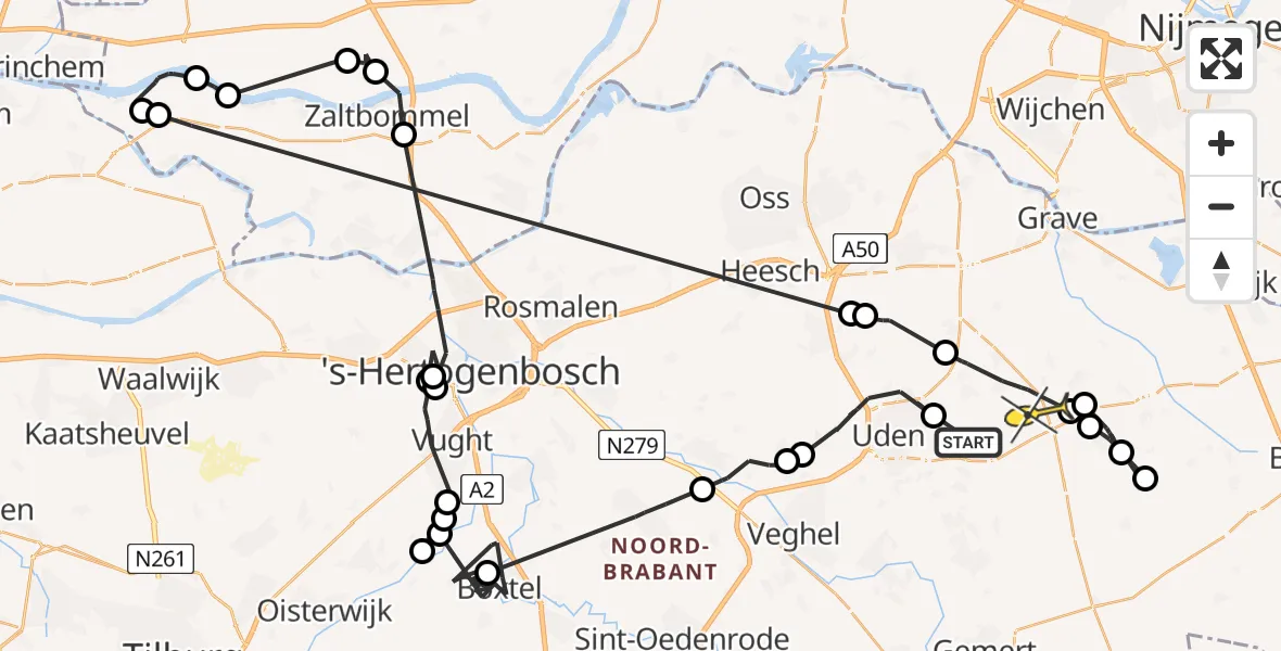 Routekaart van de vlucht: Politieheli naar Odiliapeel