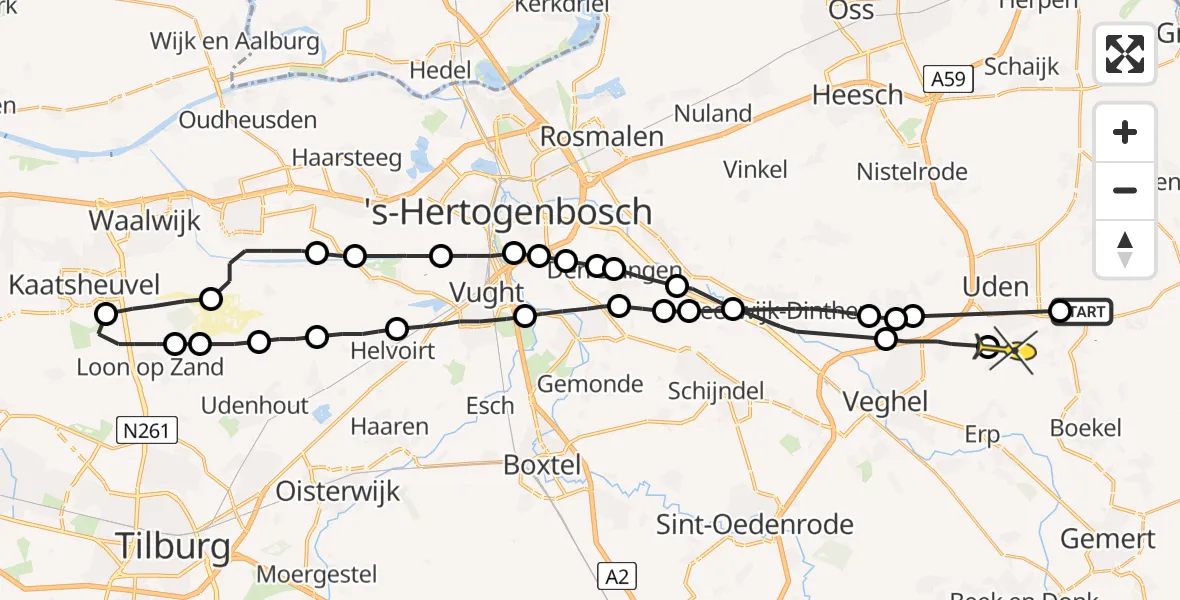 Routekaart van de vlucht: Lifeliner 3 naar Uden