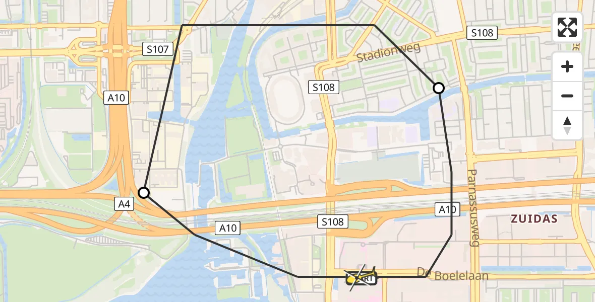 Routekaart van de vlucht: Lifeliner 1 naar VU Medisch Centrum Amsterdam