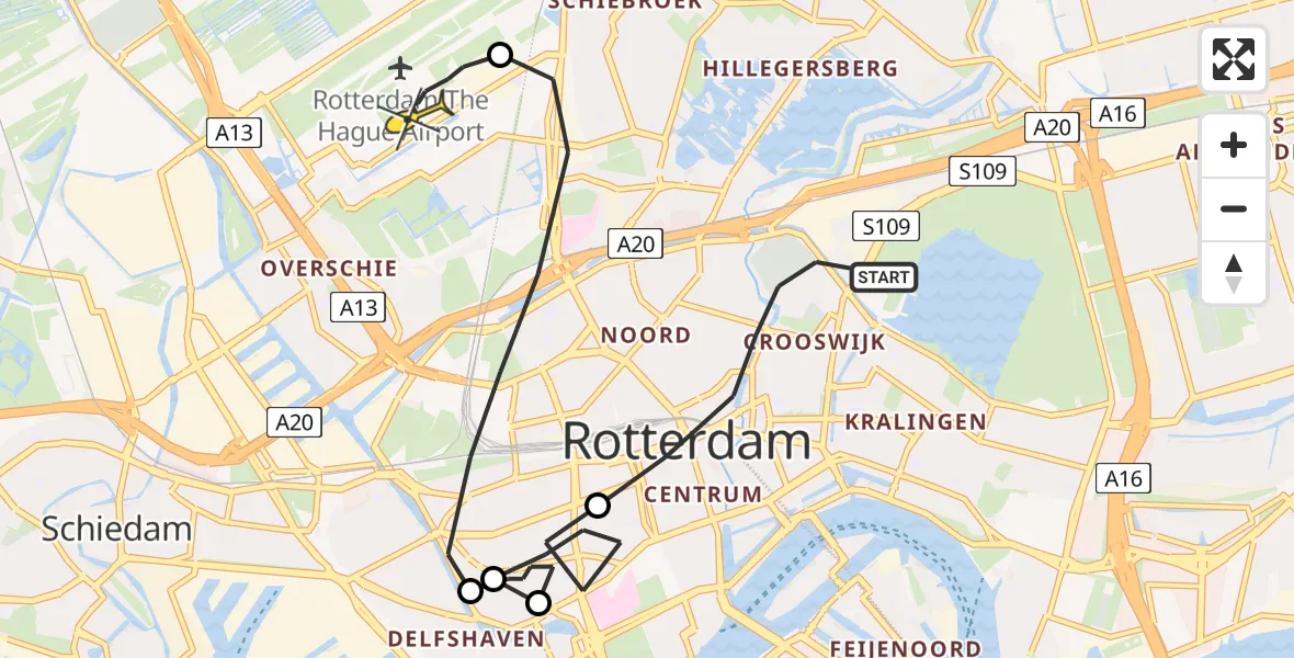 Routekaart van de vlucht: Lifeliner 2 naar Rotterdam The Hague Airport