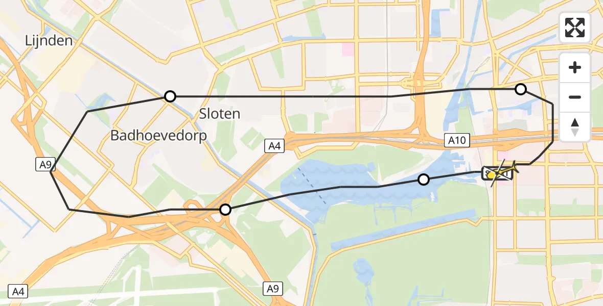 Routekaart van de vlucht: Lifeliner 1 naar VU Medisch Centrum Amsterdam