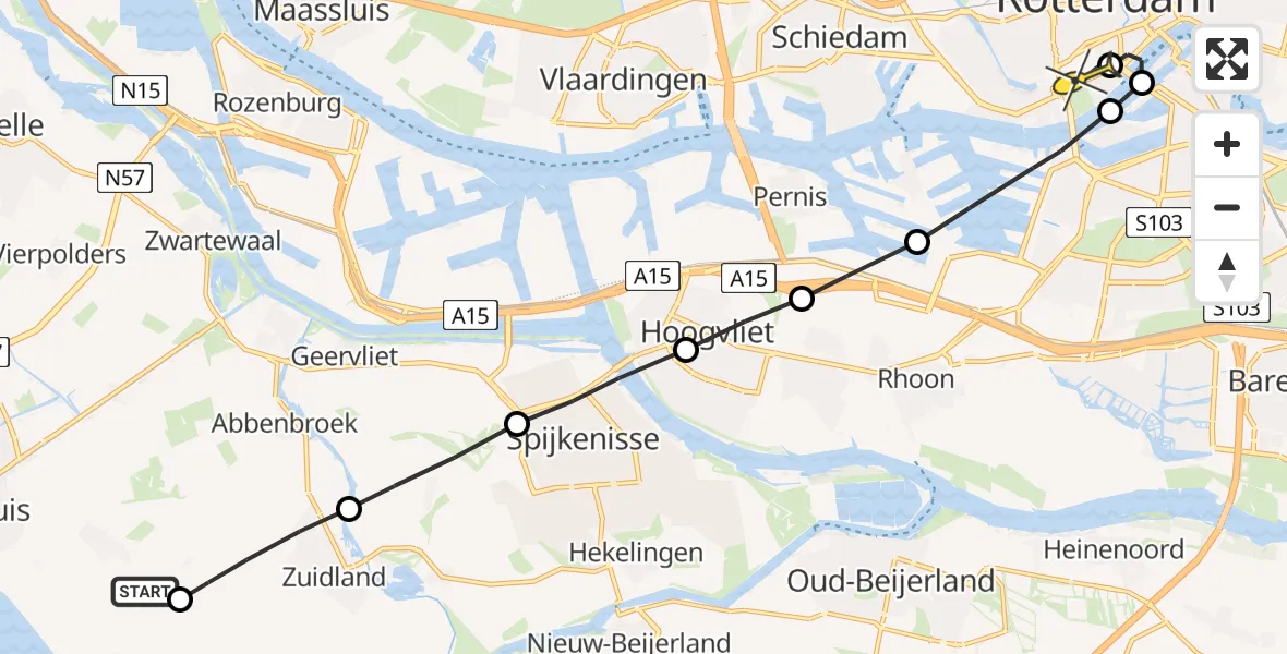 Routekaart van de vlucht: Lifeliner 2 naar Erasmus MC