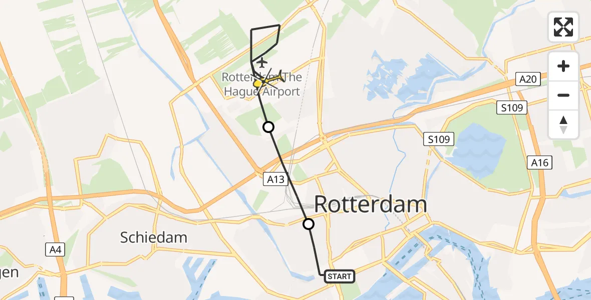 Routekaart van de vlucht: Lifeliner 2 naar Rotterdam The Hague Airport