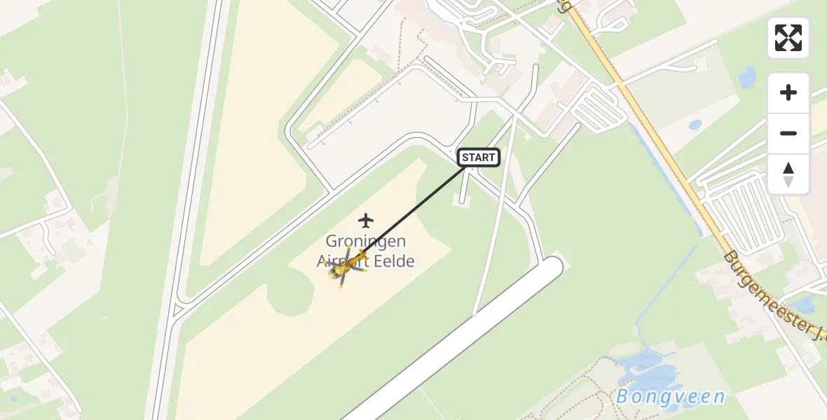 Vluchtroute Traumahelikopter Groningen Airport Eelde - Groningen Airport Eelde, 27 mei 2022, 06:11