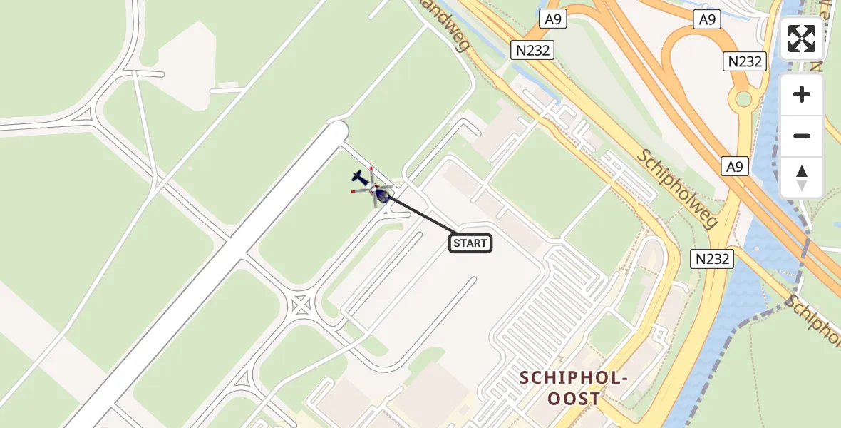 Vluchtroute Politiehelikopter van Schiphol naar Schiphol