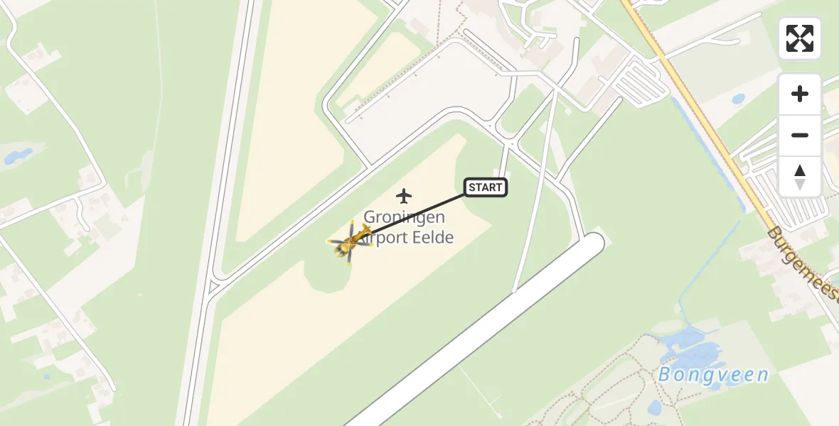 Vluchtroute Traumahelikopter Groningen Airport Eelde - Groningen Airport Eelde, 27 mei 2022, 09:06