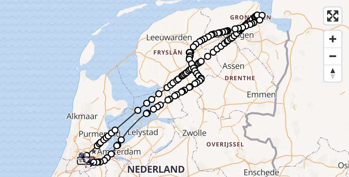 Vluchtroute Politiehelikopter van Schiphol naar Schiphol