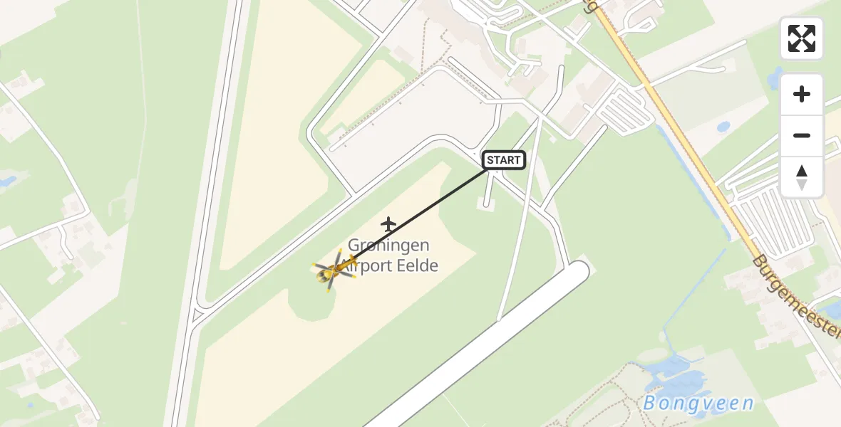 Vluchtroute Traumahelikopter Groningen Airport Eelde - Groningen Airport Eelde, 27 mei 2022, 11:18