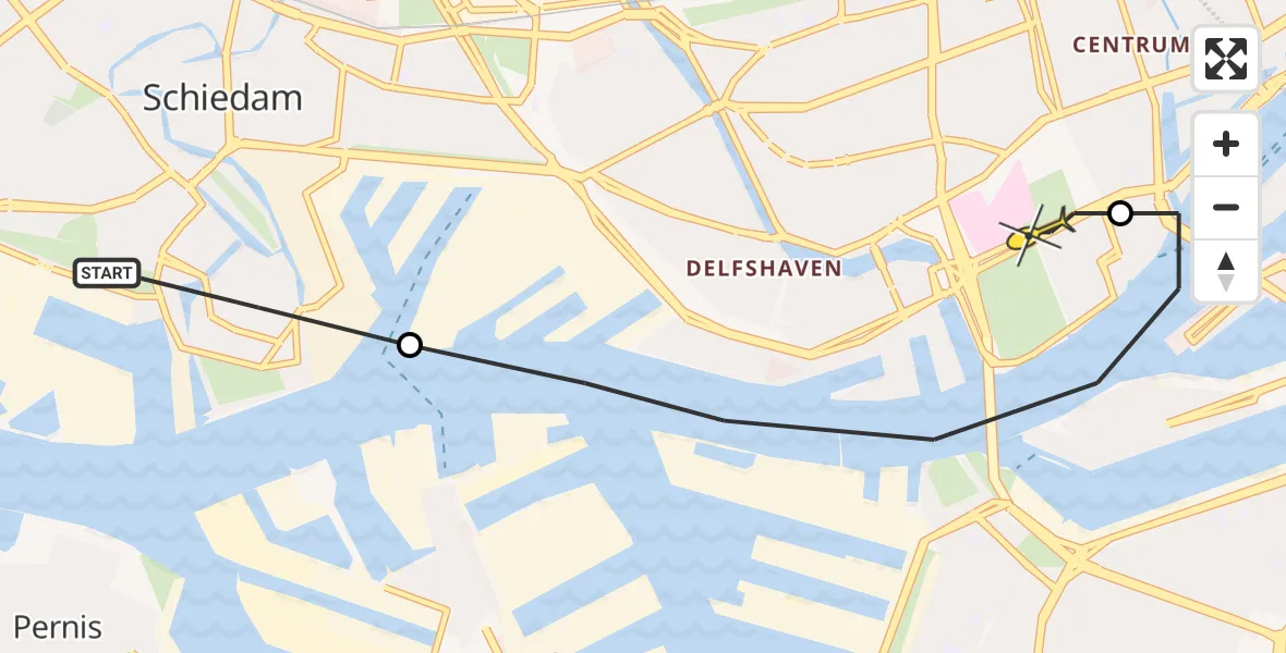 Routekaart van de vlucht: Lifeliner 1 naar Erasmus MC