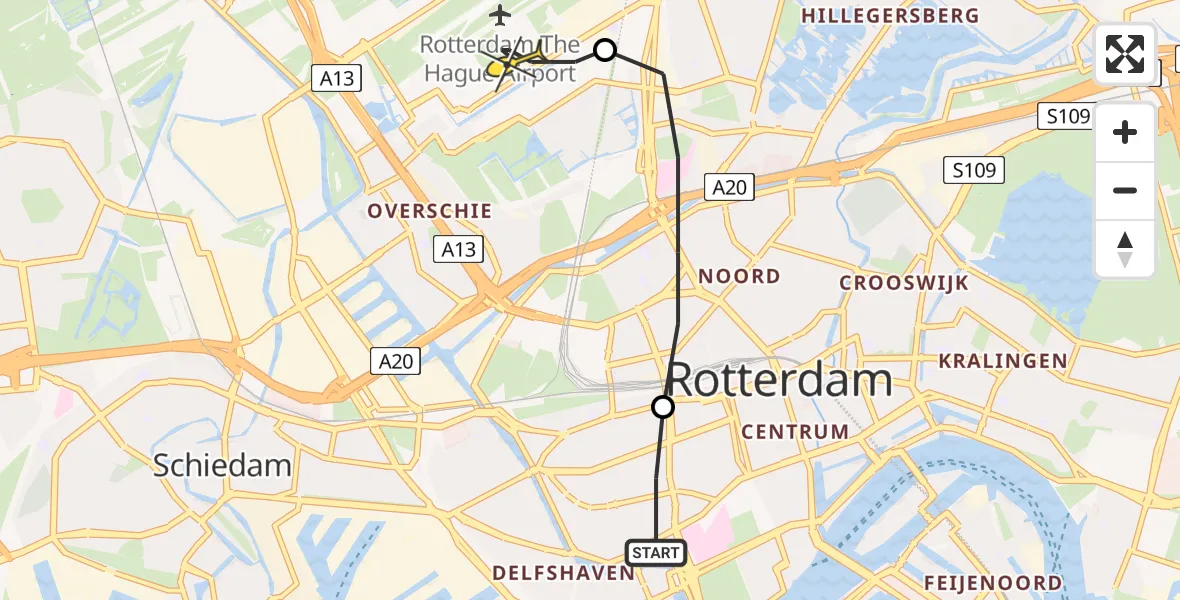 Routekaart van de vlucht: Lifeliner 2 naar Rotterdam The Hague Airport